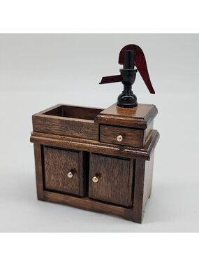 Vintage Concord Miniatures Wooden Sink With Pump 1:1 Scale Dollhouse Furniture